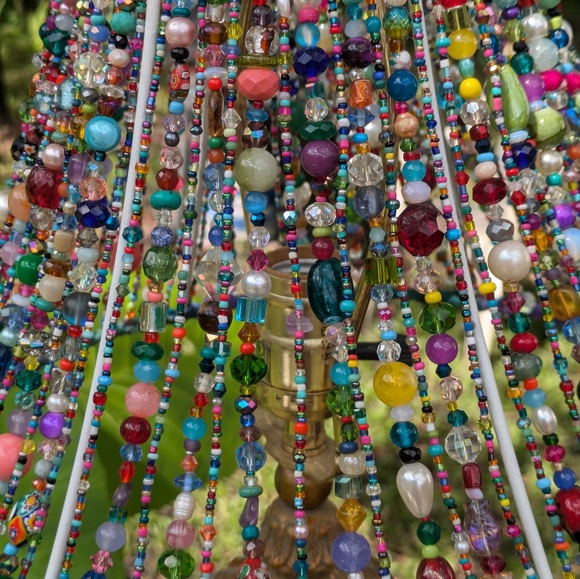 Custom ARTISAN Hand Beaded Colorful Bohemian Lampshade OOAK - Picture 13 of 17